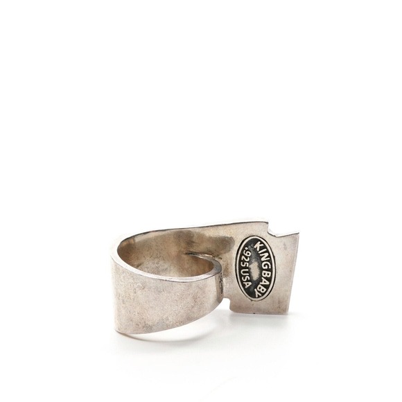 King Baby Studio Flag With Scrolls Ring Fine Silver .925 MSRP 545 Size 11 - Picture 4 of 11